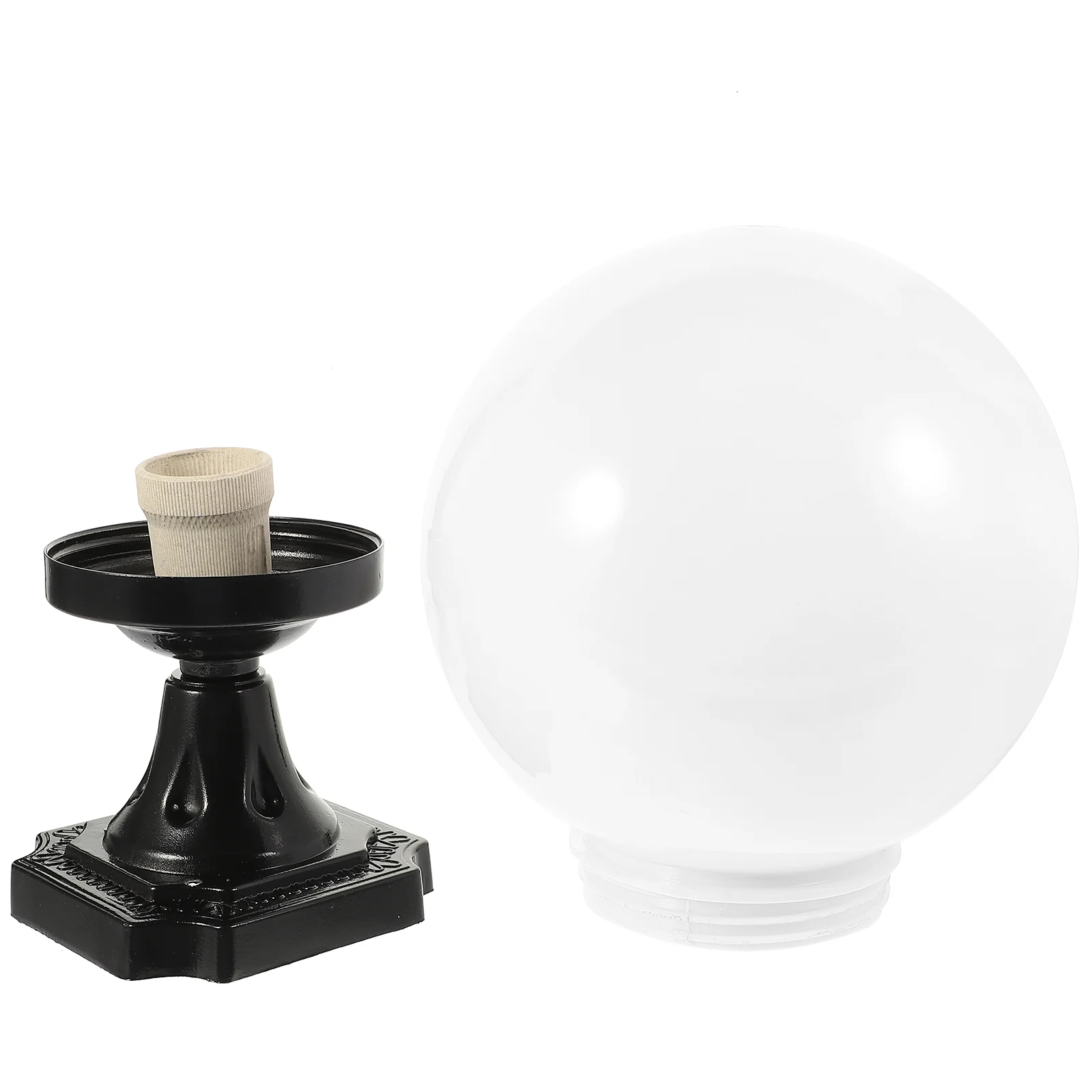 

Outdoor Post Light Ball Garden Globe Lampshade Bulbs Covers Pillar Lantern Black Wall Sconce