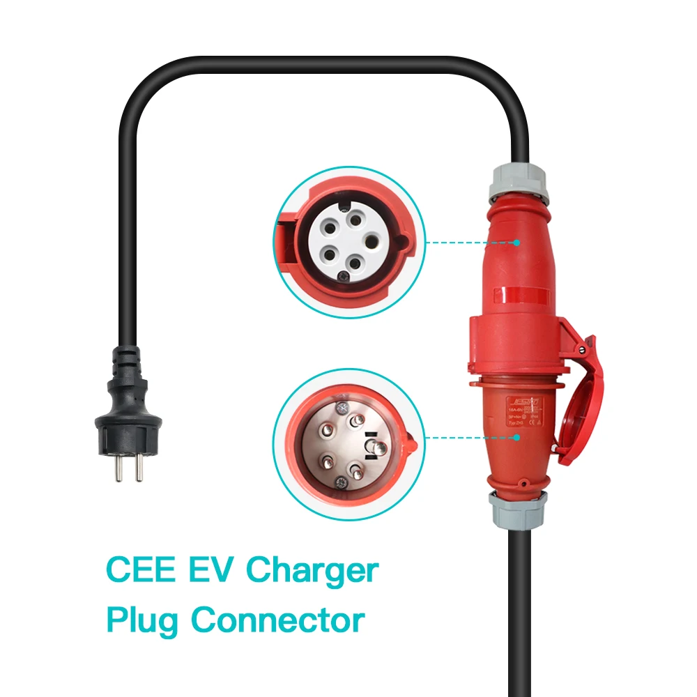 32A 7.2KW Cee Blue To Cee Red EV Charger,Cee Red To Schuko With Cable 0.3M Charging For Electric vehicle