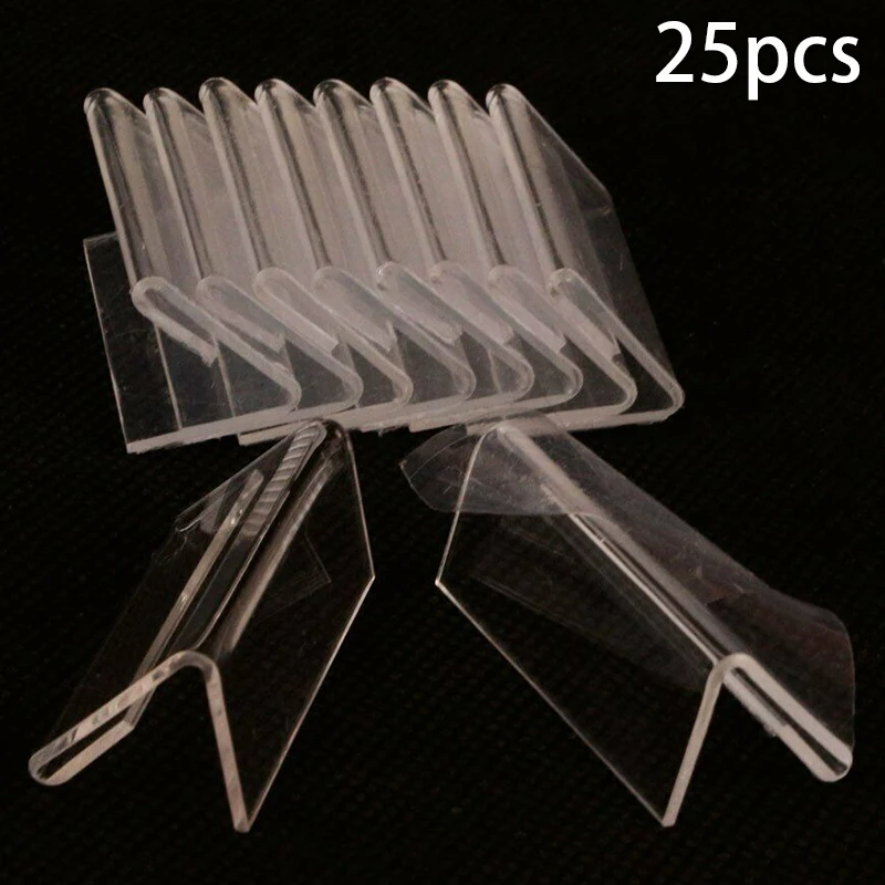 25PCS Tag Stand 6*4cm Acrylic Transparent L-Shaped Price Tag Stand Mini Display Holder Card Label Racks Household Decorations