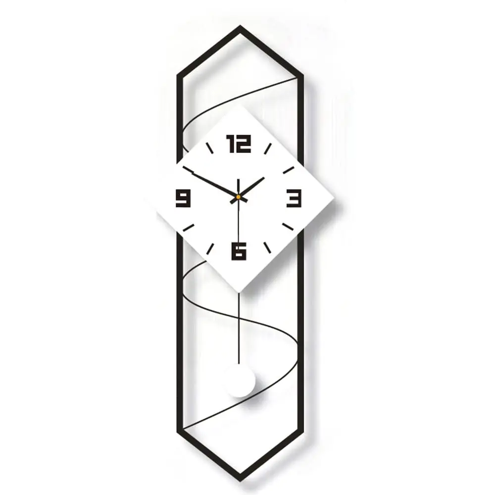 

Modern Pendulum Wall Clock with Silent Movement, Metal+Solid Wood Wall Decor Clock Wall Clock for Living Room Decor, Bedroom, Off