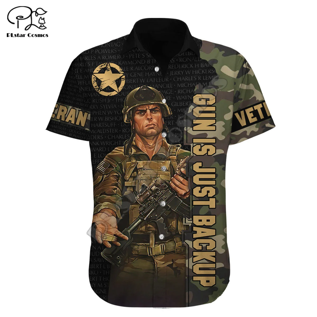 NewFashion Custom Name Army Camo Veteran Vintage Hawaiian Shirts 3DPrint Summer Streetwear Harajuku Casual Beach Short Sleeves 1