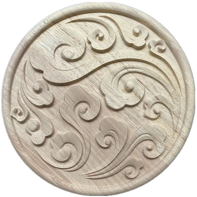 20cm Vintage Unpainted Wood Carved Decal Corner Onlay Applique Frame for Home Furniture Wall Cabinet Door Decor Crafts