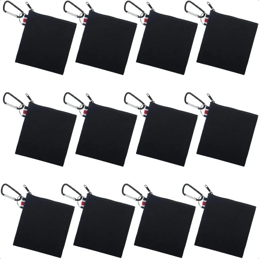 

12 Pack Coin Purse with Carabiner Cotton Canvas Pouch 41 4 x 41 4 Inches