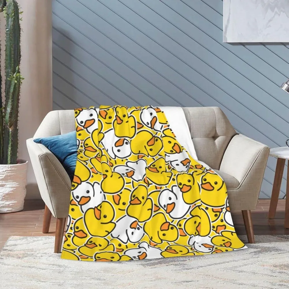 Cute Rubber Ducks Throw Blanket Ultra Soft Warm All Season Cartoon Duckies Decorative Fleece Blankets for Bed Chair