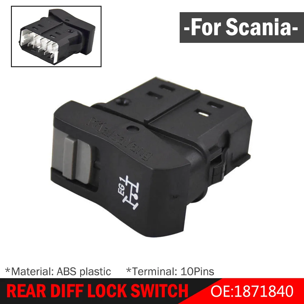 Interruptor de Bloqueio do Diferencial Traseiro para Scania P G R T Series 2004 2005 2006 2007 2018 Botão Único 1871840 Peça Automotiva