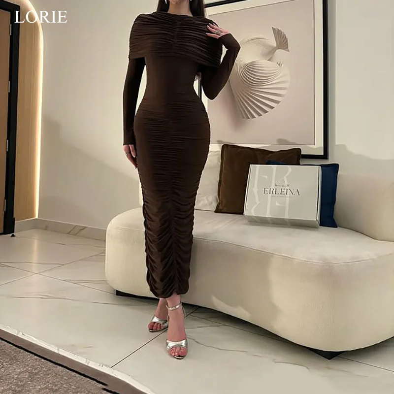 

LORIE Elegant Evening Dress Pleated Full Sleeves Slit Party Dresses Formal Mermaid Prom Gowns Customized