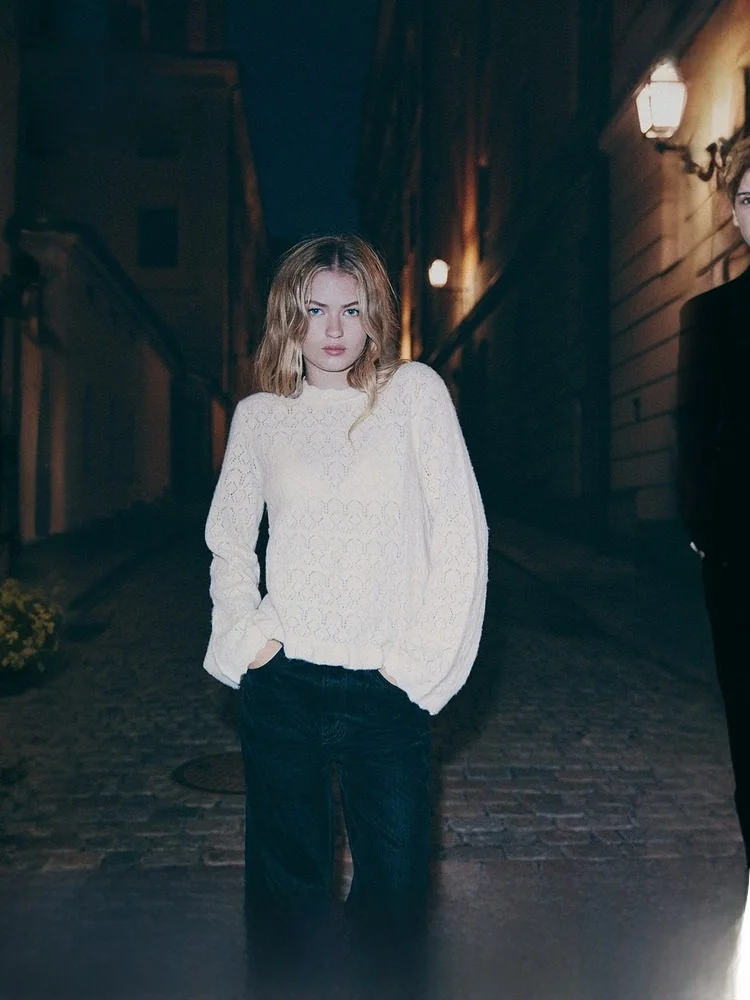 

Женский повседневный универсальный вязаный свитер H&M из мягкой смеси полиэстера и шерсти, модель 307854, короткий рукав, топ для женщин