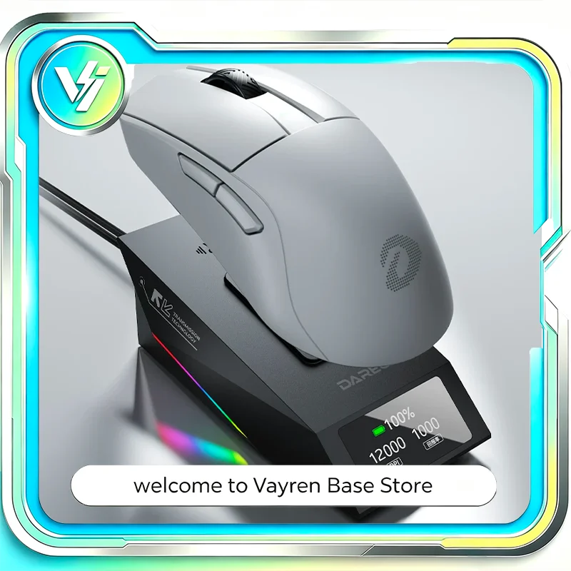 DAREU for A950 SE Wireless Gaming Mouse PAW3395 Sensor 12000DPI 1000Hz with Color Screen Dock for PC E-sports Gaming