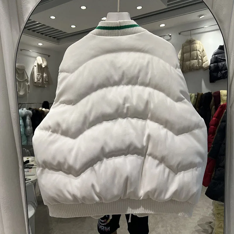 Imagem -04 - Jaqueta Puffer para Mulheres Colarinho de Beisebol Design Solto Moda Retrô Novo Inverno 2023