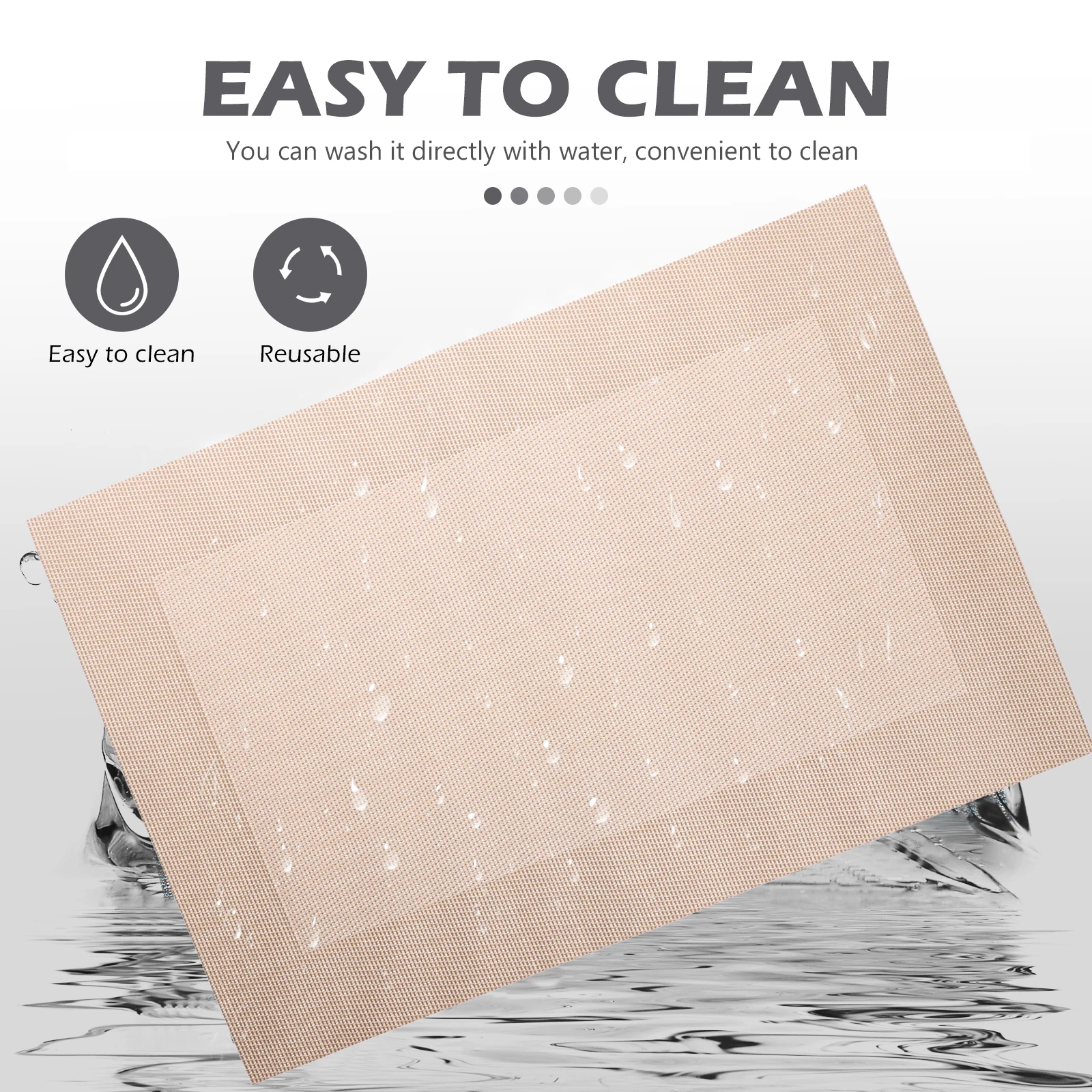 

6pcs Heat Insulation Table Mat Anti-Slip Washable Plastic Placemats For Outdoor Rectangular Lightweight Hollow Design Dining