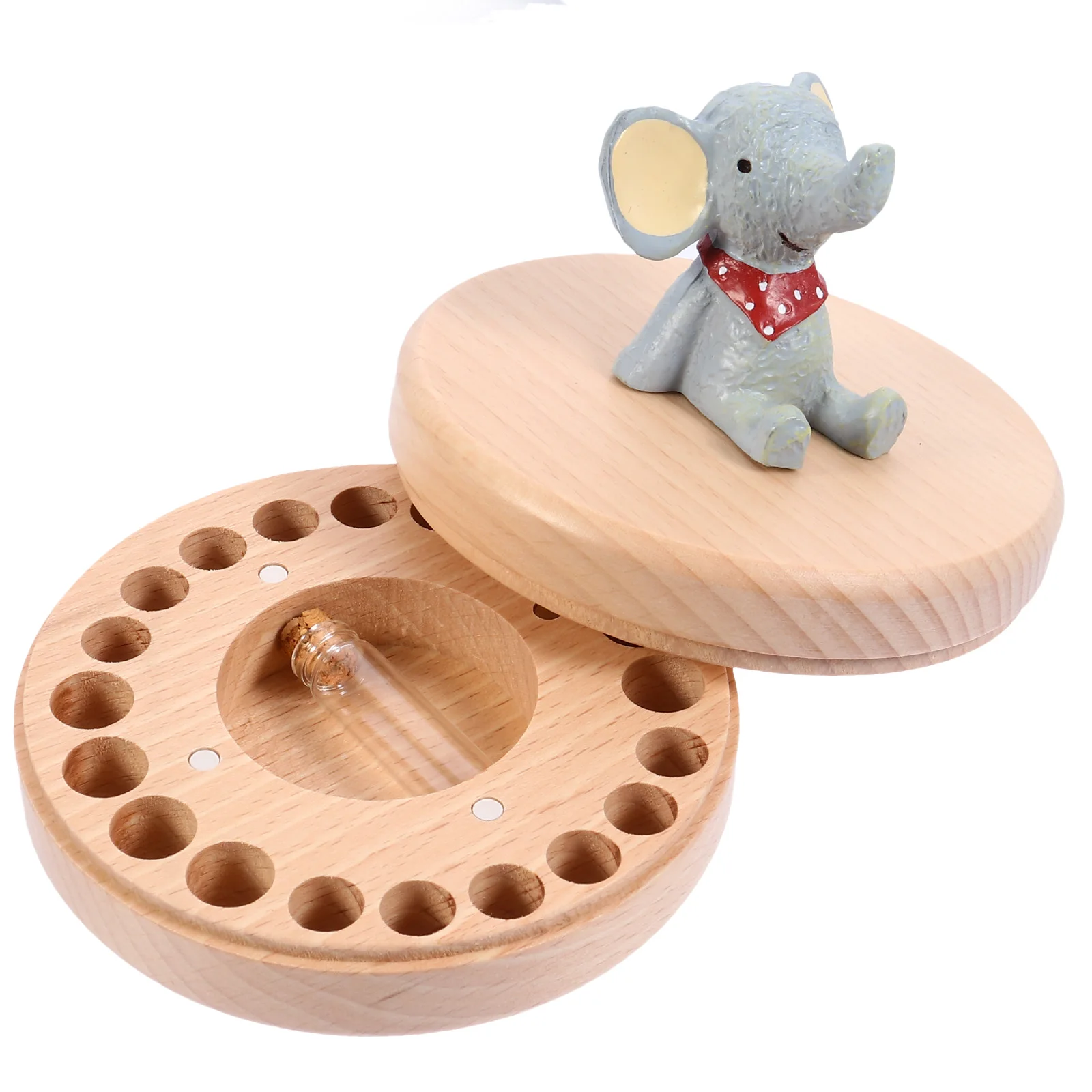 

Deciduous Teeth Memorial Baby Beech Material Tooth Storage Holder Collection ganizer Container Keepsake Box Cartoon Box Protect