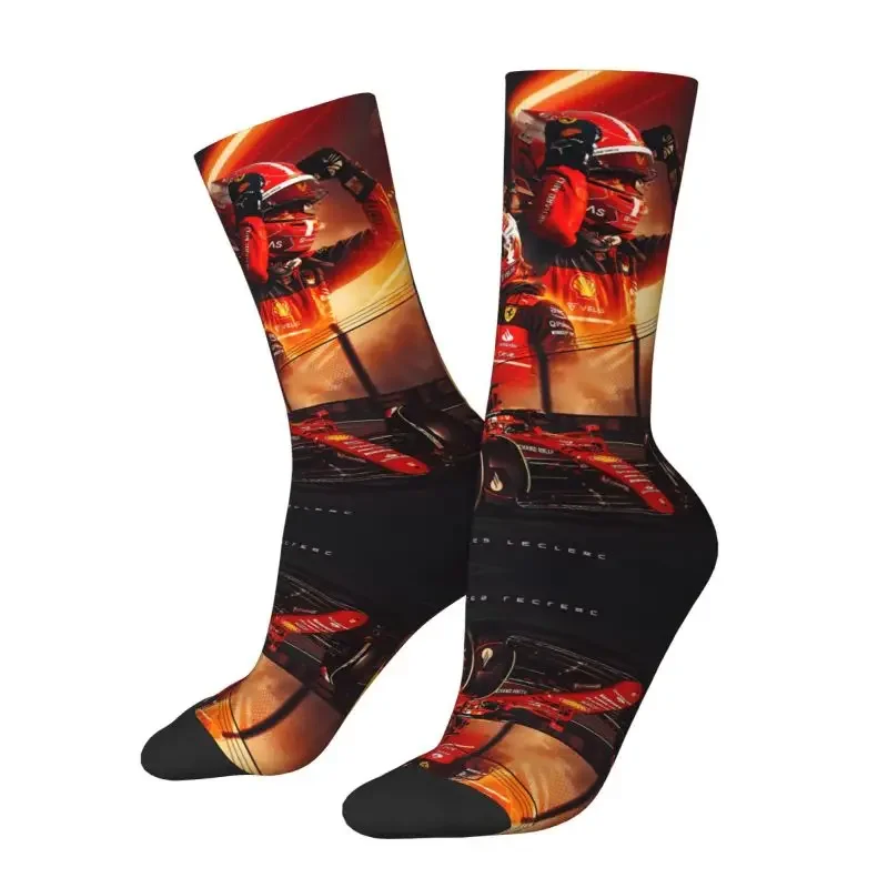 Vintage Formula One Leclerc Men's Crew Socks Unisex Cool Monaco Racing Driver Spring Summer Autumn Winter Dress Socks