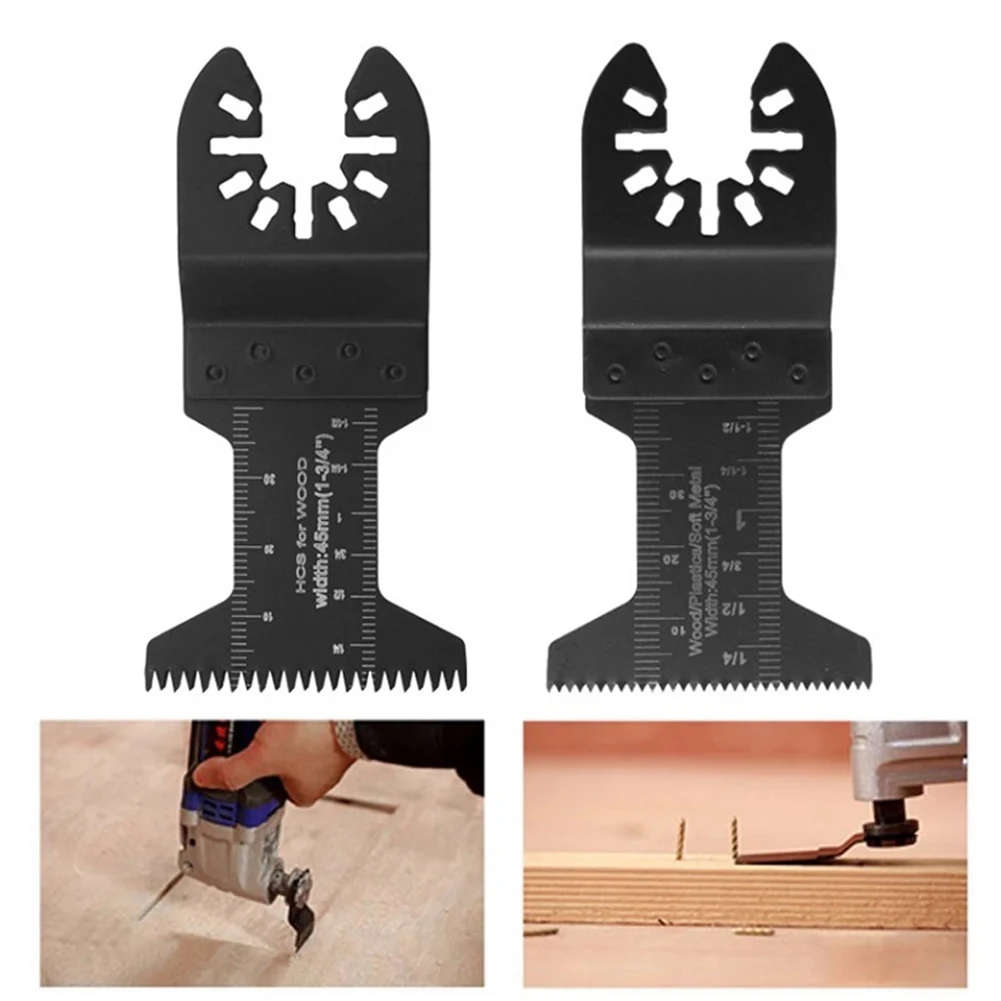 2pcs Multifunctional Straight Saw Blades HCS 45mm Fine Coarse Tooth Woodworking Oscillating Multitool Renovator Power Cutting