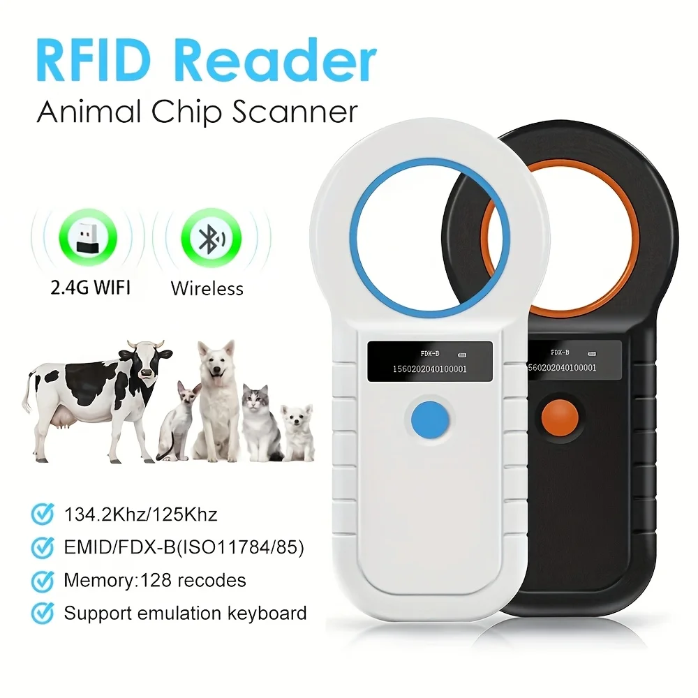 Bluetooth/USB Animal Tag Reader RFID Reader Ear Tag Reader Pet Chip Scanner Pet Microchip Reader for Dog Cat Cow Sheep