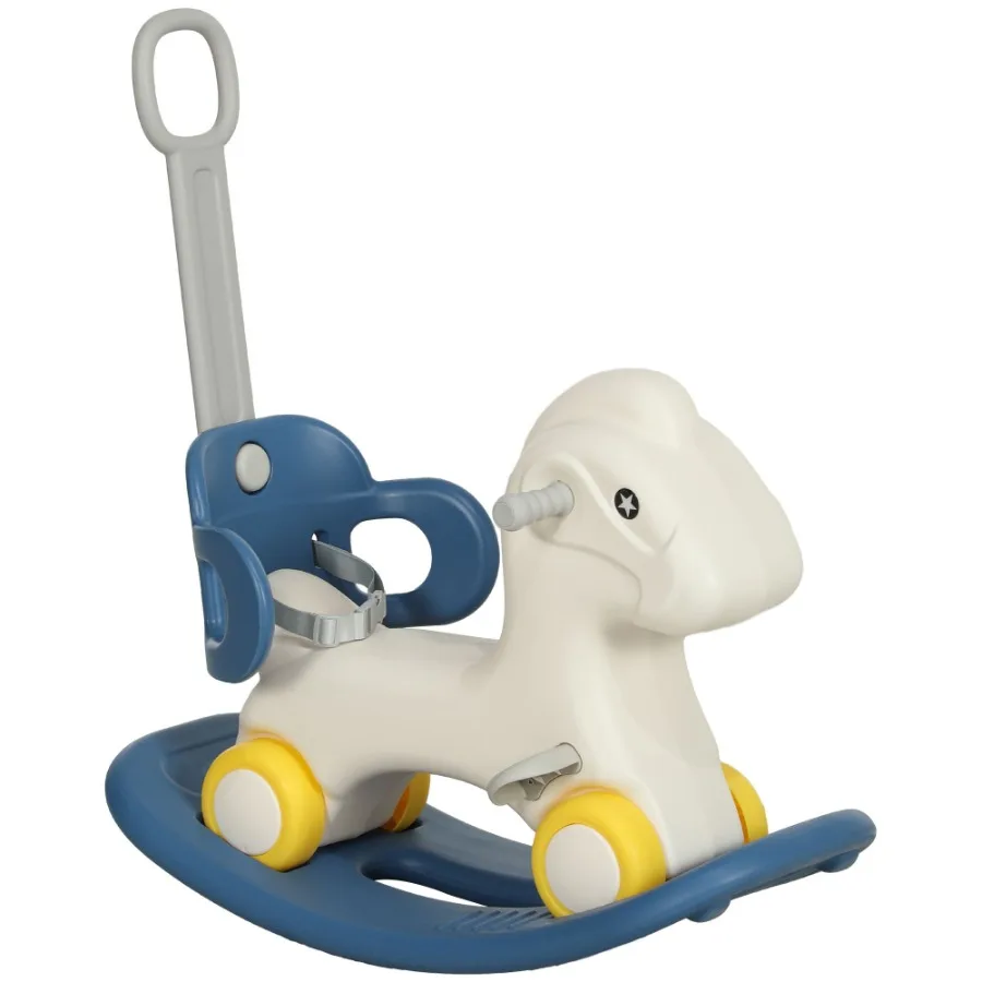 

Qaba 4 in 1 Rocking Horse for Toddles 25 Years Baby Ride on Horse with Detachable Push Handle Balance Board Riding Horse Birthd