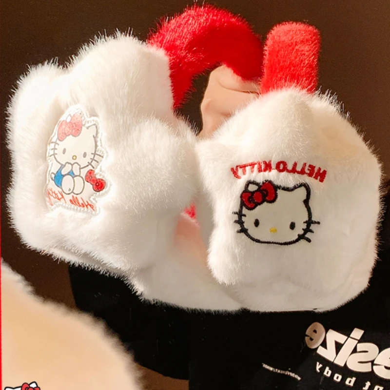 جديد مطرز مرحبا كيتي لطيف أفخم الأذن يفشل شتاء دافئ سدادات حماية الأذن مكافحة تجميد غطاء للأذنين الدراجات الأذن الحرس هدية