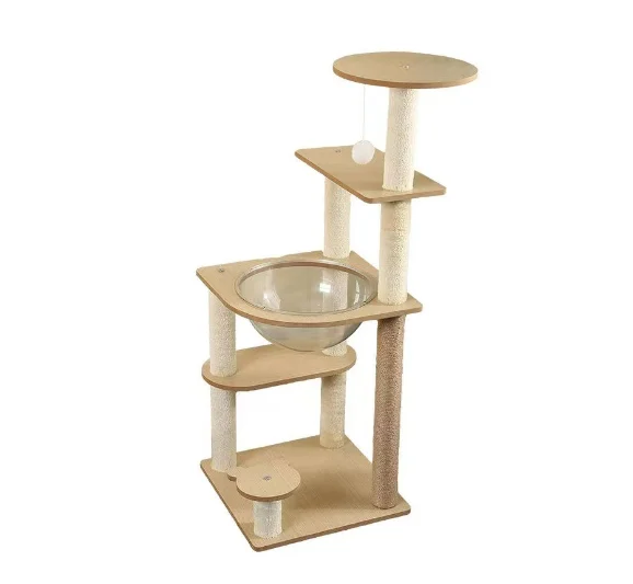 Large wooden cat tree and scratching tower cat climbing frame