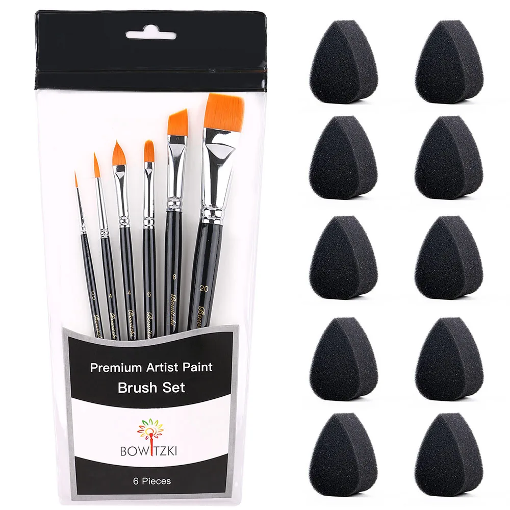 Bowitzki Face Paint Body Paint Brush Set Professional Quality Brush For Face Painting Watercolor Acrylic Oil Painting Nail Art