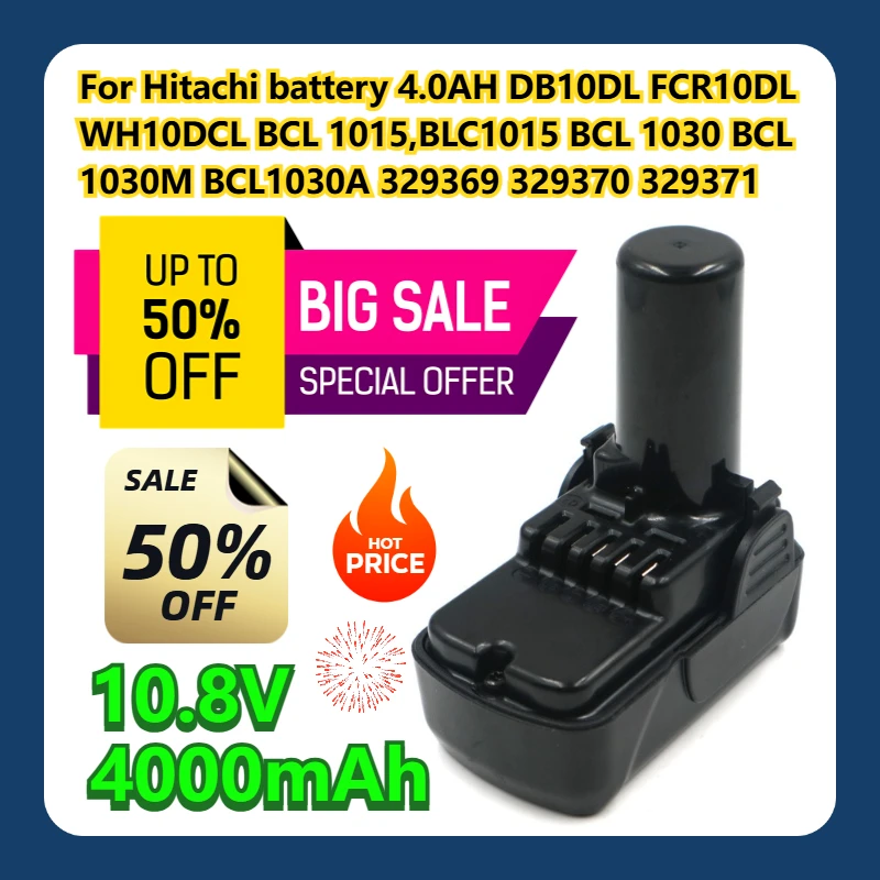 

For Hitachi battery 10.8V 4000mAh 4.0AH DB10DL FCR10DL WH10DCL BCL 1015 BLC1015 BCL 1030 BCL 1030M BCL1030A 329369 329370 329371