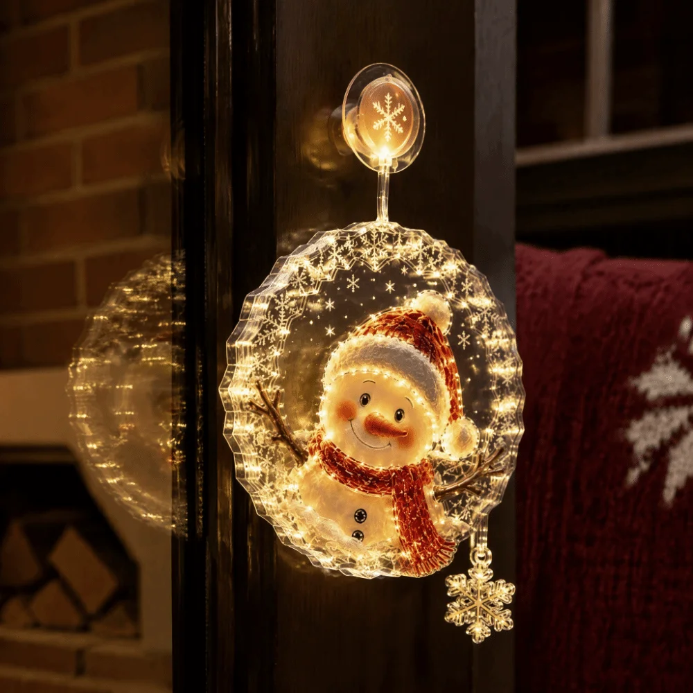 Suction Cup Christmas Window Lights Hanging Design Decorative Lights Xmas Suction Cup Lights Festive LED Lights Glass Window Fit