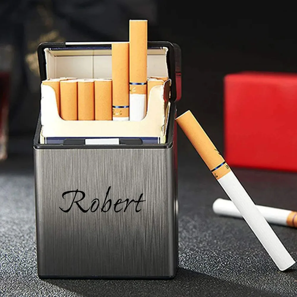 Customized Personalized Aluminum Alloy Cigarette Case Portable Large Capacity Magnetic Buckle Flip Cover Cigarette Storage Box view 5