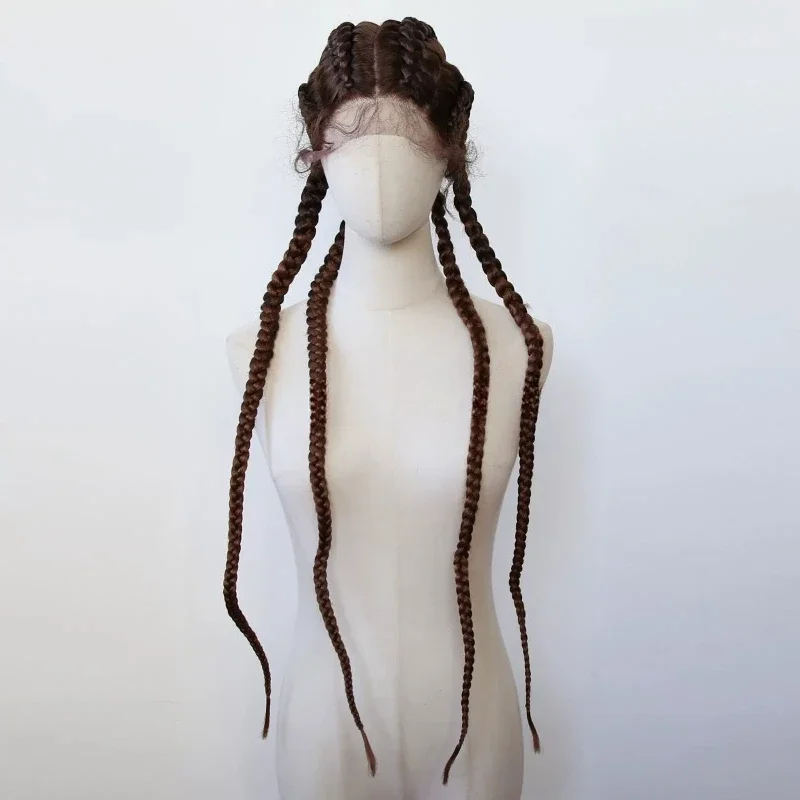 Gradual change dark brown ridges and ditches thick dreadlocks lace high temperature silk 4 super long hand braided thick braids