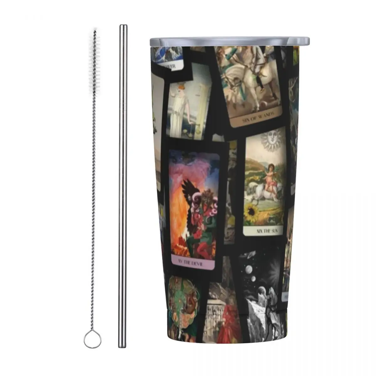 Stainless Steel Tumbler Tarot Deck Print Coffee Mug Victorian Art Portable Cold Drink Mugs Cup Camping Custom Water Bottle