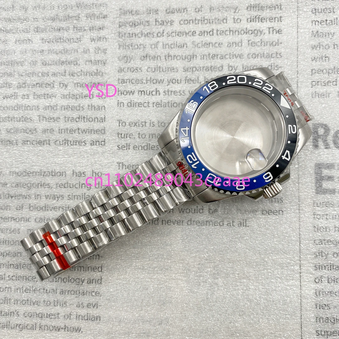 

Черно-синий корпус часов из нержавеющей стали диаметром 40 мм — календарь, твердая задняя часть, браслет с 5 звеньями, сапфировое стекло, совместимость с NH35/NH34