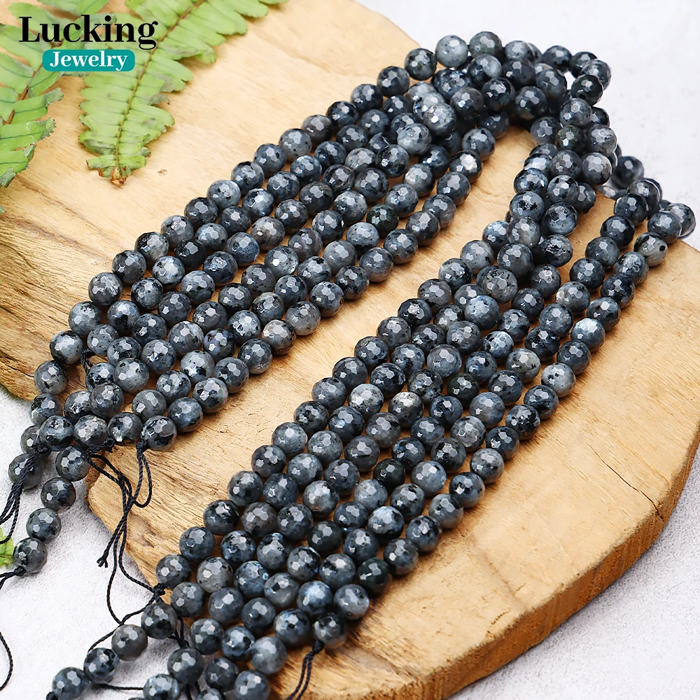 

Natural Larvikite Black Labradorite Faceted Beads For Jewelry Making DIY Bracelets Accessories 15'' 4-10mm