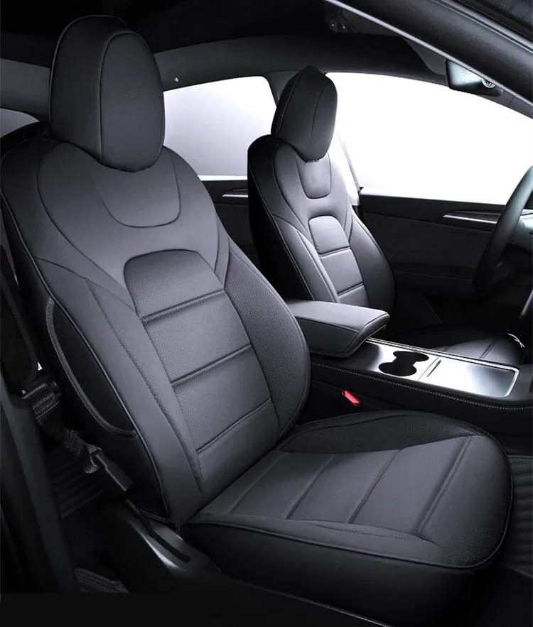 Nappa lederen zittinghoezen voor Tesla Model 3 Y Halve set voorstoelen / achterstoelen Witte kussens Auto-interieur accessoires 2017-2025