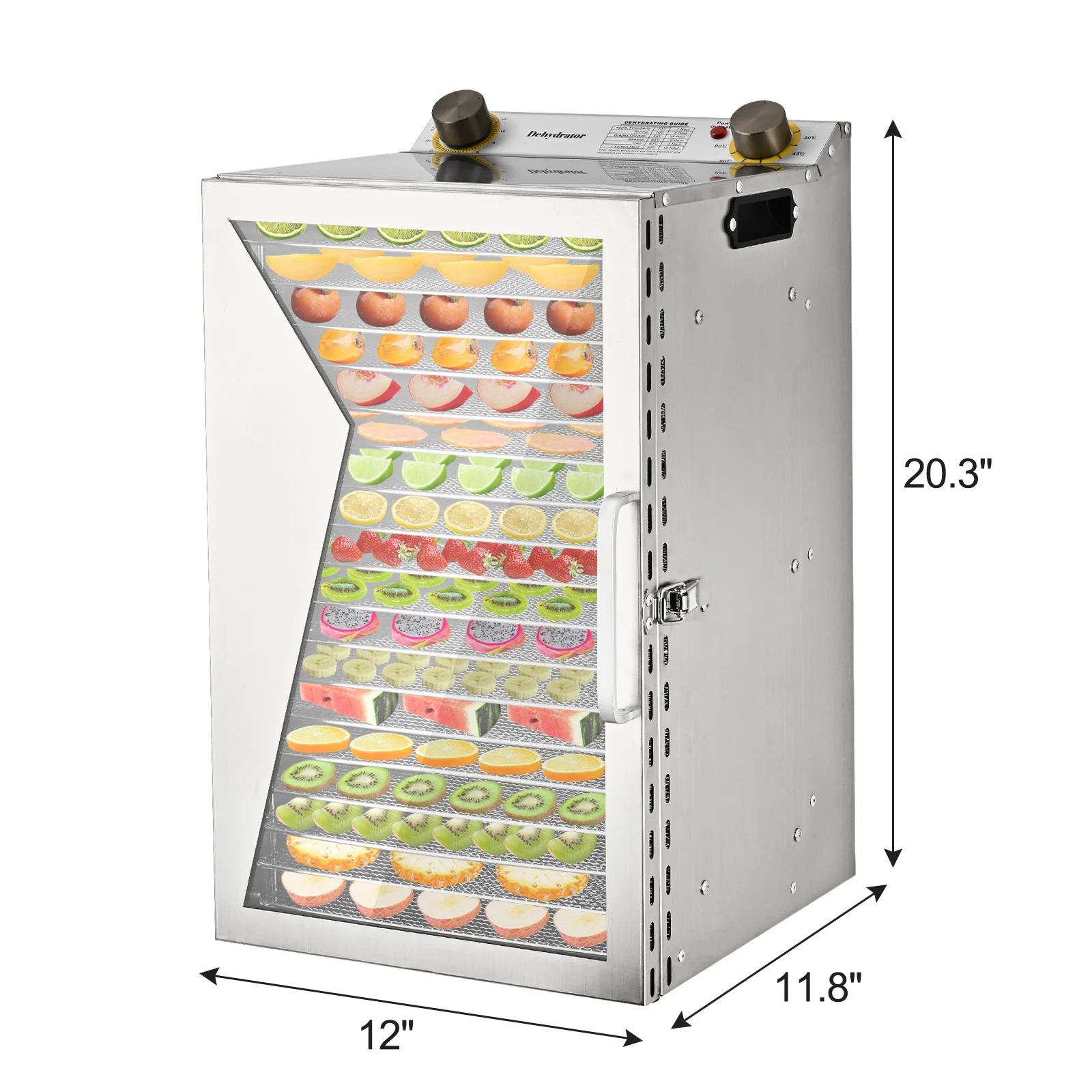 18 Trays Food Dehydrator Machine 304 Stainless Steel Adjustable Temp & Timer 304 Stainless Steel 86℉ to 194℉