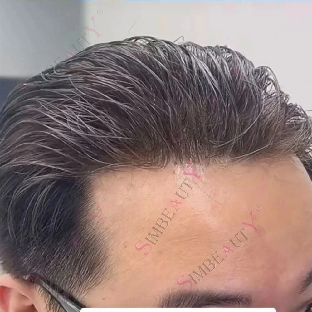 

Nautral Hairline Brown Man's Human Hair Toupee Microskin Thin PU Undetectable 1b50 1b20 Grey Men Wigs Hair Capillary Prosthesis