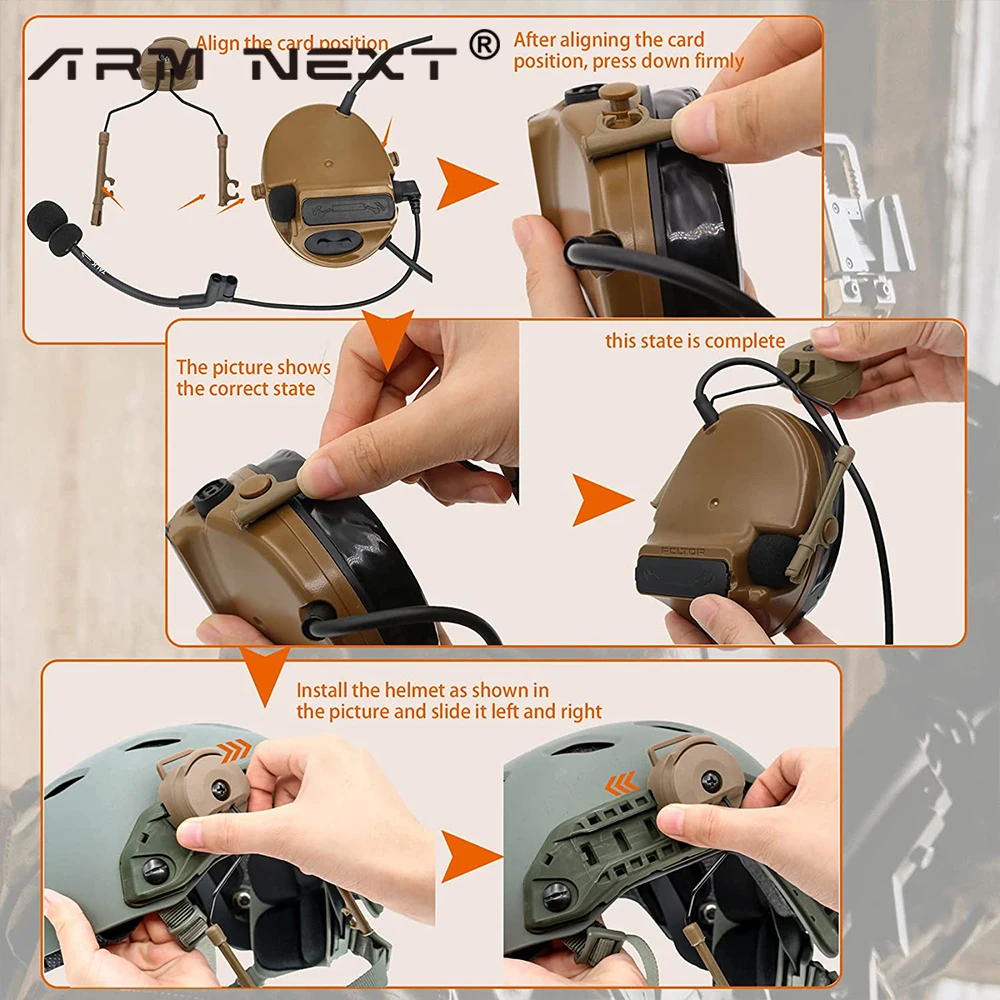 1-10pairs for COMTAC Shooting Headset  EXFIL Tactical Helmet Rail Adapter for Airsoft Headset COMTAC I II III Tactical Headset image 4