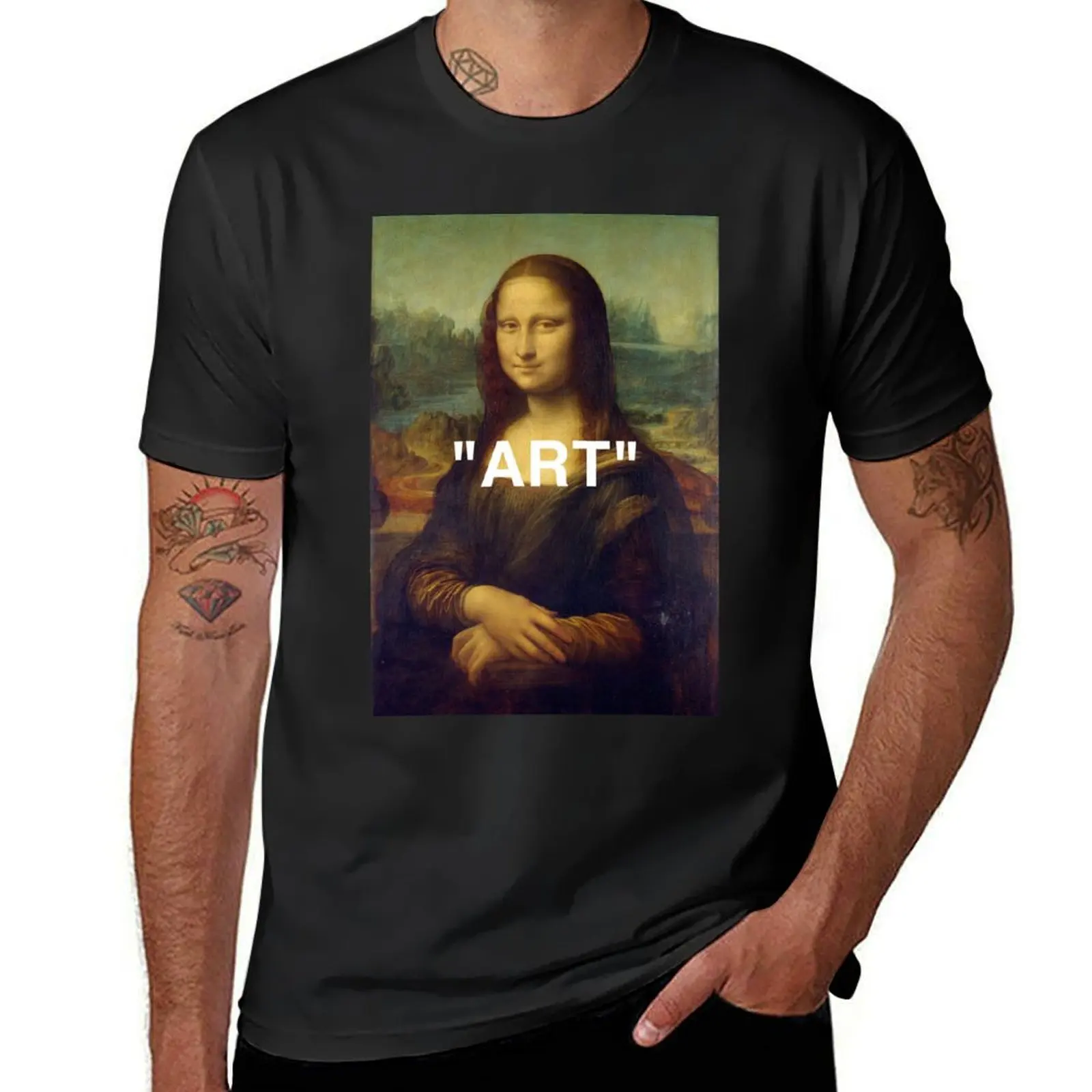 MONA LISA ART T-Shirt Short sleeve tee animal prinfor boys heavy weight t shirts for men