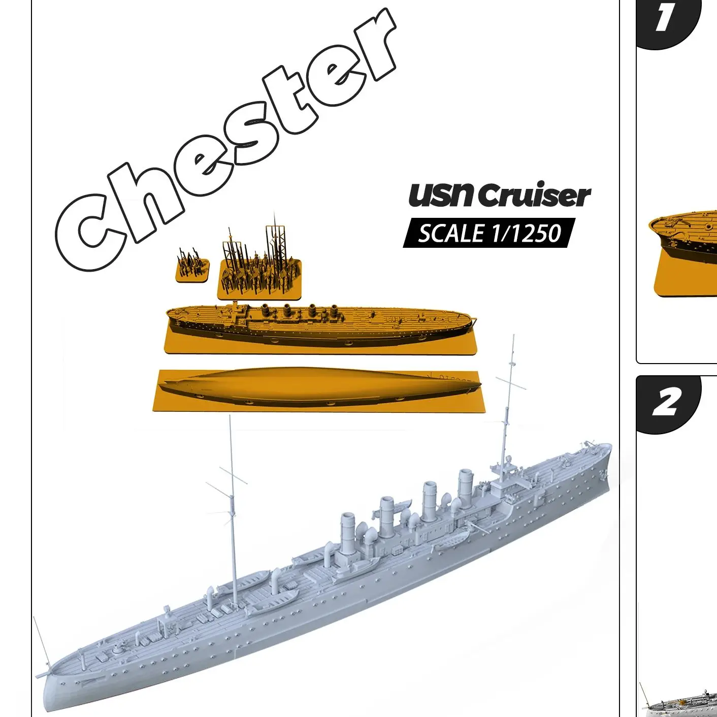 USN تشيستر كروزر SSMODEL SSC510/S 1/1250 1/1200 1/1000 أطقم منمذجة عسكرية بدن كامل