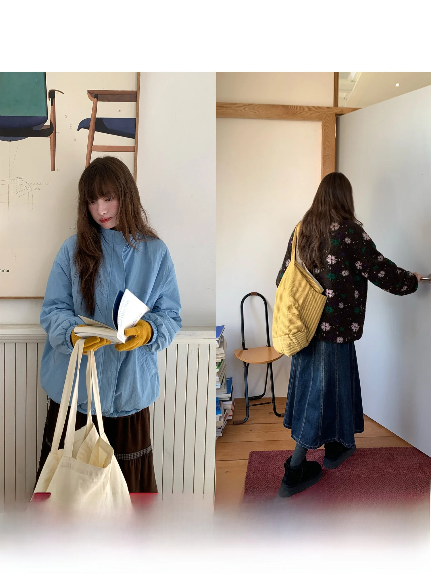 

Женская двусторонняя куртка из овечьей шерсти RAINY с контрастными вставками, воротником-стойкой и утягивающим шнурком, теплая, повседневная, приталенного кроя