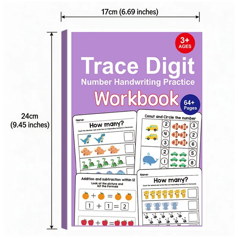 64 Page Color Pages, Children's Fun Math Workbook, Digital Fill in Book, Logical Thinking Training Interactive Workbook