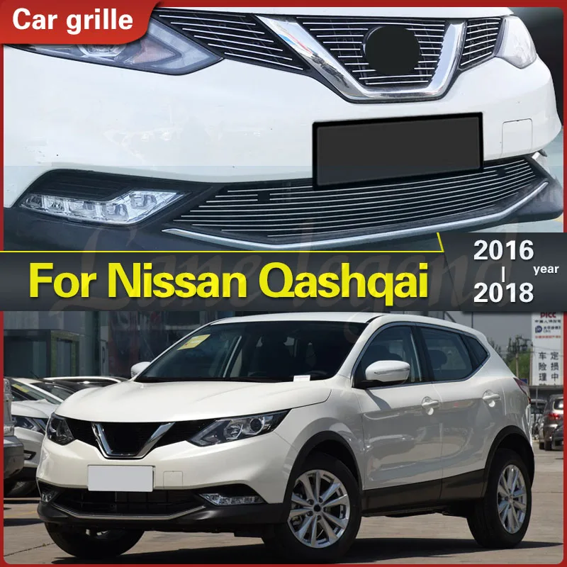 

Fit for Nissan Qashqai 2016 2017 2018 Chrome Front Mesh Grille Grill Head Light Cover Trim Insert Styling Molding Garnish Grill