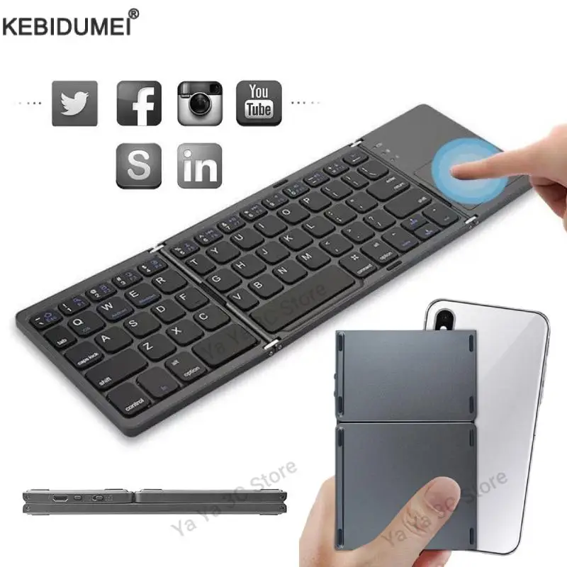 Foldable Wireless Bluetooth Keyboard With Touchpad Folding Portable Keyboards for PC Mac Smartphone Windows iOS Android