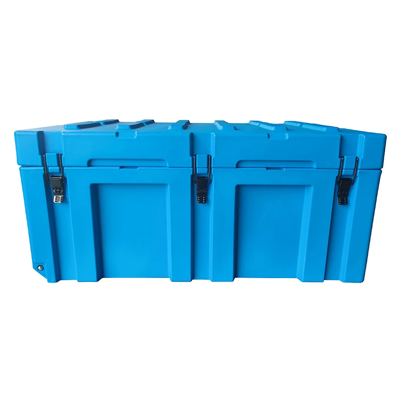 220L LLDPE Cargo Case Rugged Case Hard Plastic Rotomolded Tool Box 4WD Storage Box Blue Color With Wheels
