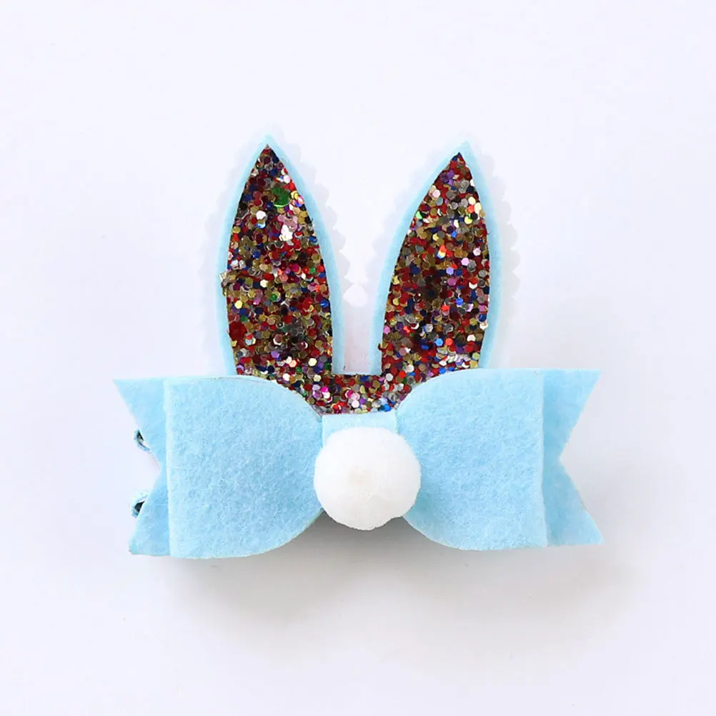 

6Pcs Rabbit Ear Bowknot Hairpins Durable Kids Hair Clips Non-Fading Accessories for Christmas Party Performance Pink Grey Orange