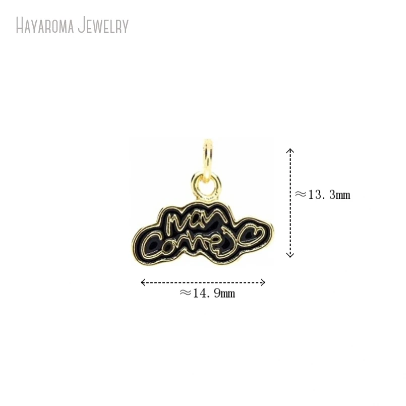 10Pcs Metal Gold Color Pendant Jewelry Black Enamel Ivan Cornejo Alphabet Letter Wholesale Copper Charms PM52970