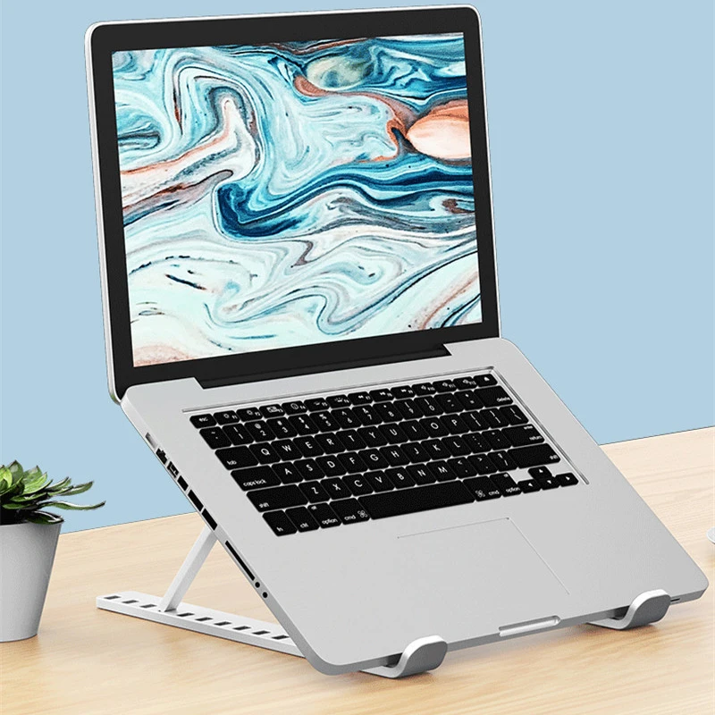 Dudukan Laptop MacBook Pro, dudukan Notebook dapat dilipat paduan Aluminium