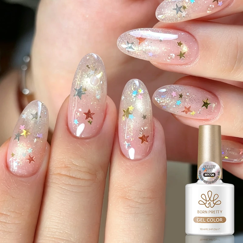 BORN PRETTY 10ml Star Sequins Cat Magnetic Gel Polish Glitter Reflective Semi Permanent Soak Off UV LED Gel Dark Flash Manicure