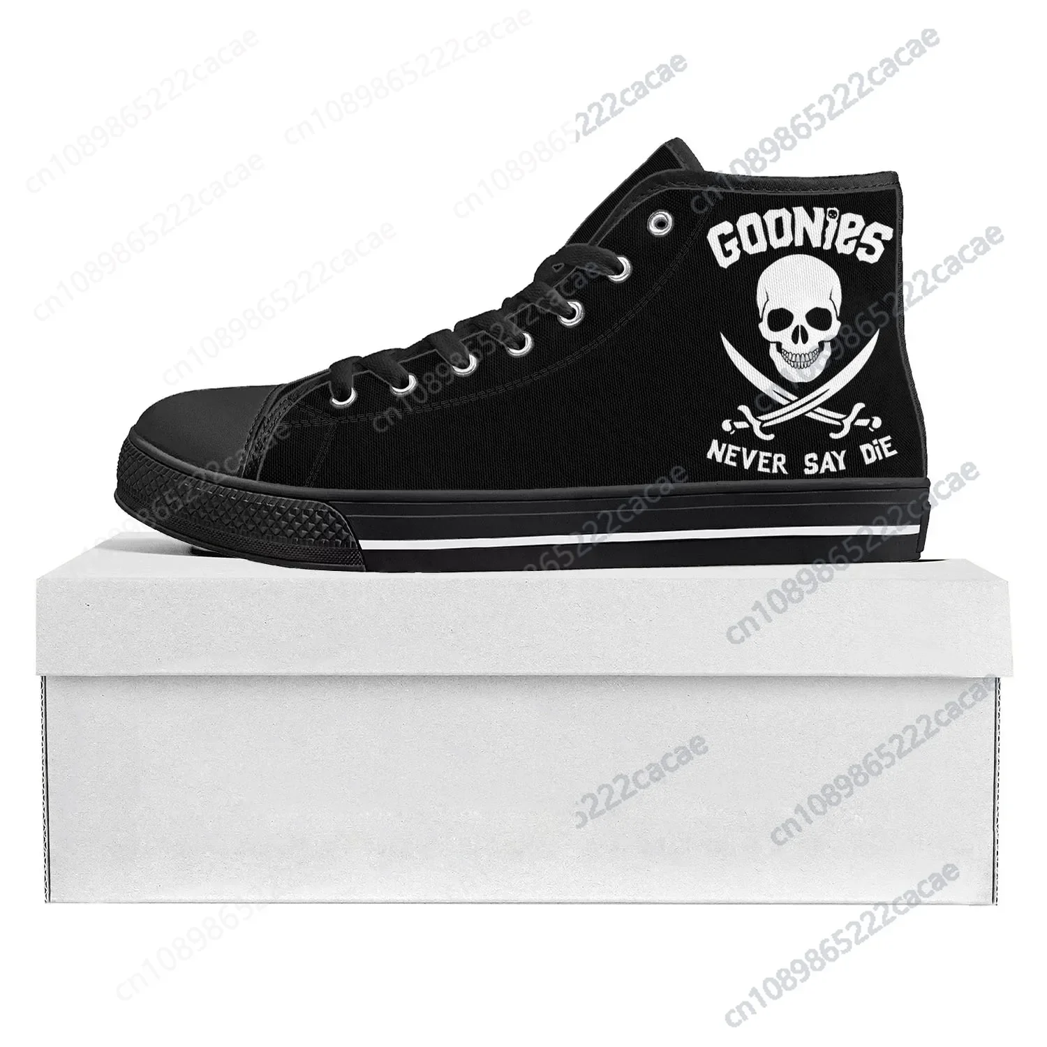 

Goonies Never Say Die Skull Pirate Rock High Top High Quality Sneakers Mens Womens Teenager Canvas Sneaker Couple Custom Shoe