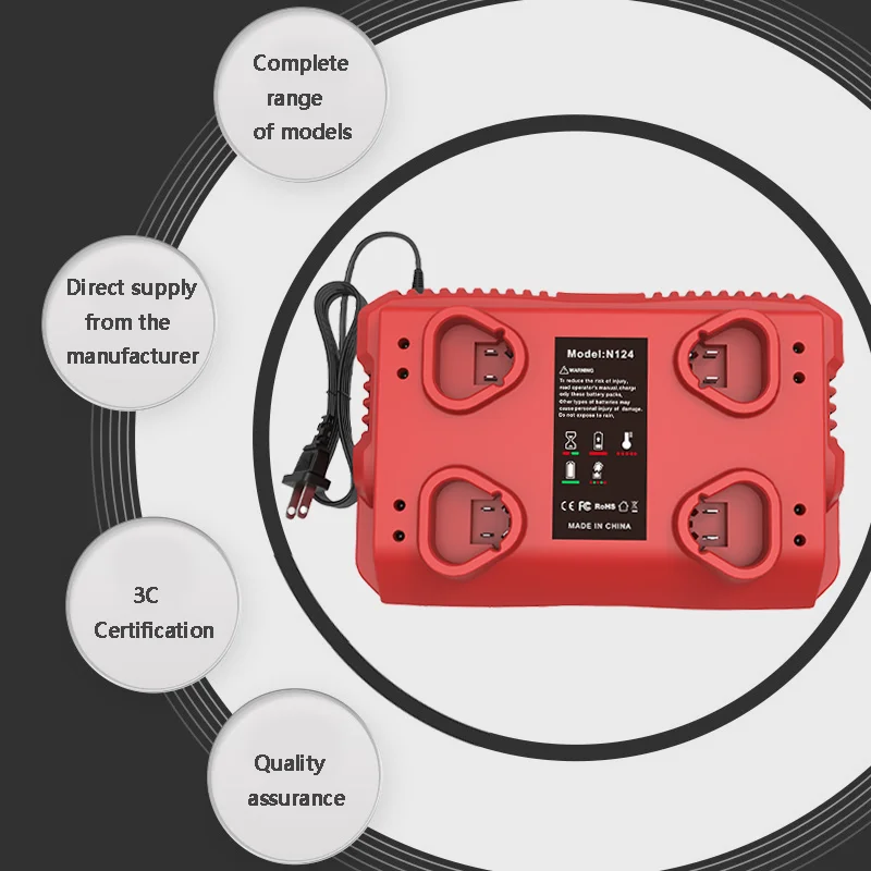 Rechopower For MILWAUKEE 12V 4-Port Fast Charger Station with USB&Type-C Ports For M12 Battery, Power Tools, Smartphones