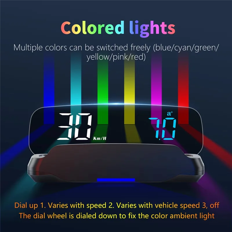 C7B Car OBD HUD Head Up Display Speedometer With Voltmeter Compass Water Temp Projector Navigation Smartphone Holder