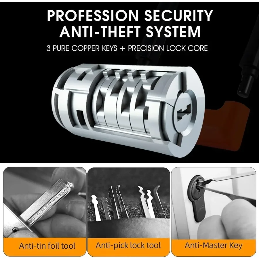 قفل U للدراجة شديد التحمل مضاد للسرقة مع 3 مفاتيح بسمك 18.76 مم لمسة نهائية سوداء بعرض 5.32 بوصة أبعاد داخلية مثالية لـ Urban Commu