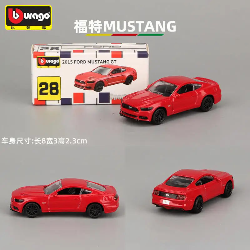 Bburago 1/64 Chevrolet Mustang Porsche Lamborghi Alloy Mini Car Model Diecast Metal Simulation Miniature Scale Car Vehicle Model