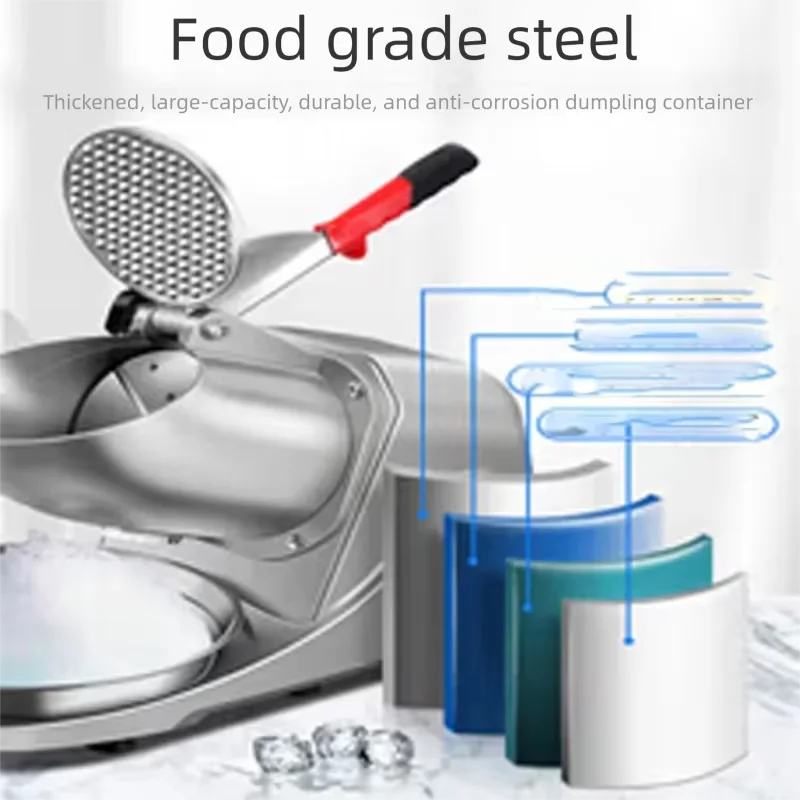 Electric Stainless Steel 4 Blade Ice Shaver Snow Cone Maker Easy Clean Anti-Splash for Home Commercial Use for Households Hotels
